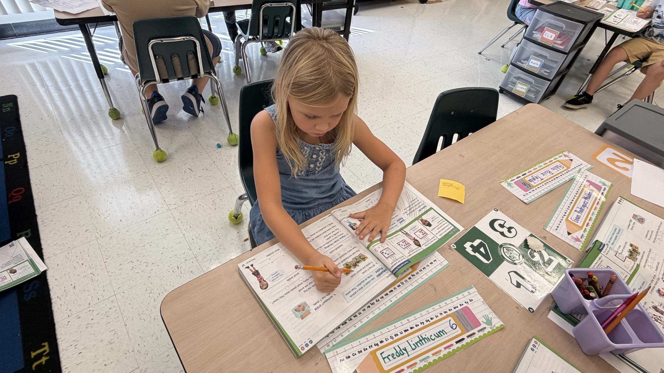 practicing their math skills - <p>First couple of weeks back to school pictures.</p>