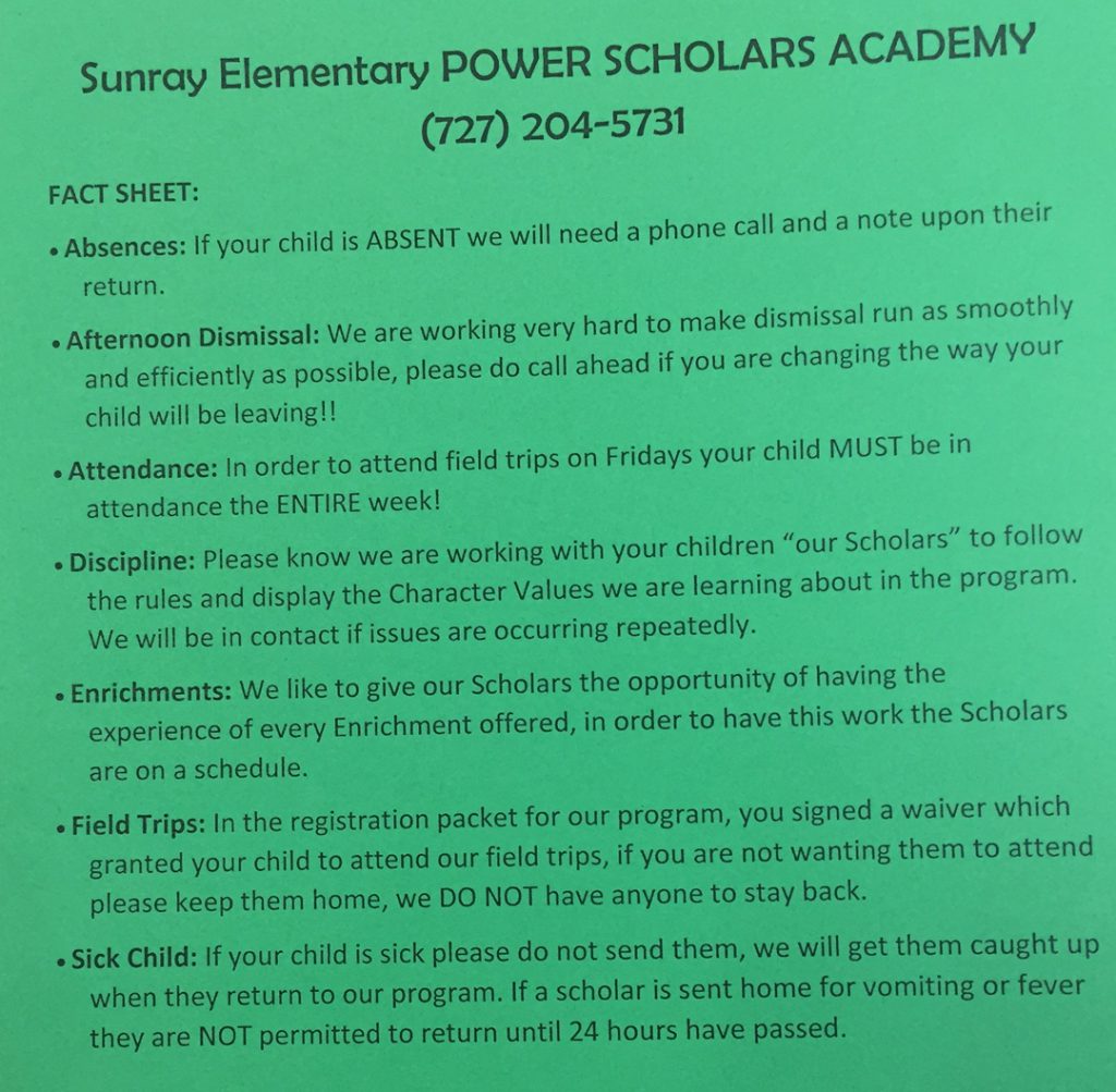 expectations Sunray Elementary School