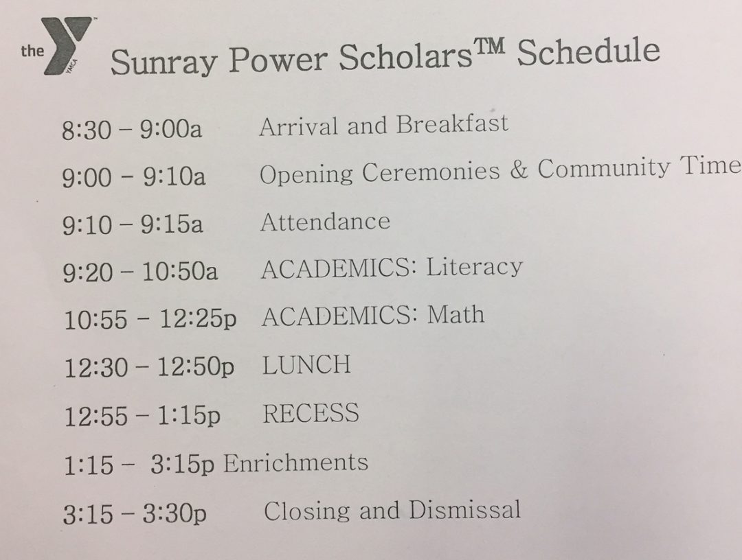 schedule Sunray Elementary School